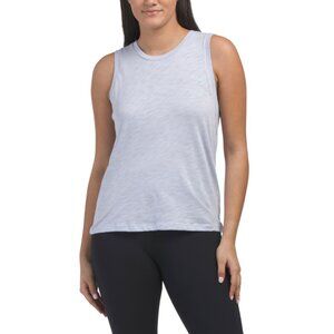 GOLDIE TEE Blue Pima Cotton Signature Slub Knit Crew Neck Tank